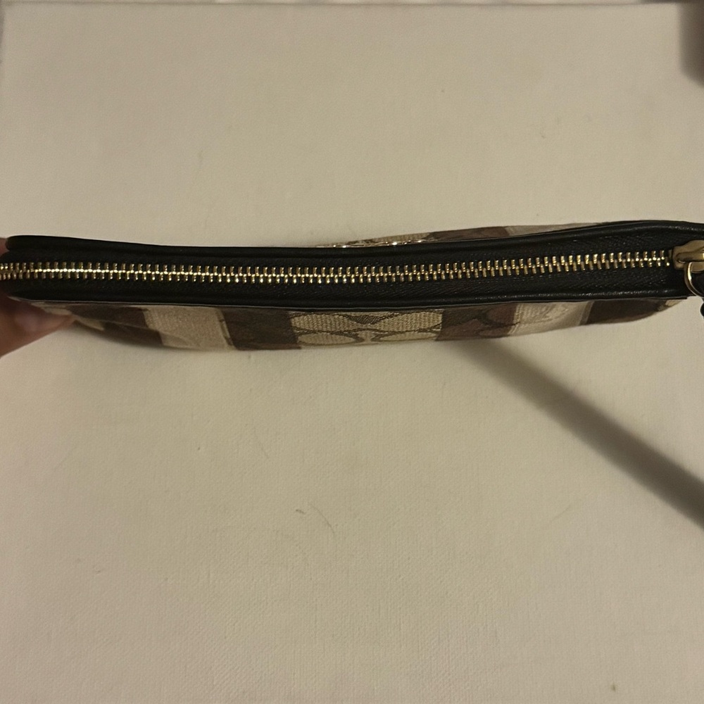 Coach Signature Stripe Wristlet | Brown & Tan Canvas | Gold Hardware (EUC) - Picture 6 of 6